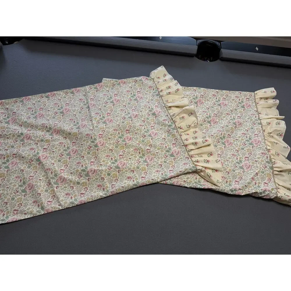 Vintage Floral Ruffle Standard Pillowcases Cottagecore Shabby Chic Set Of 2